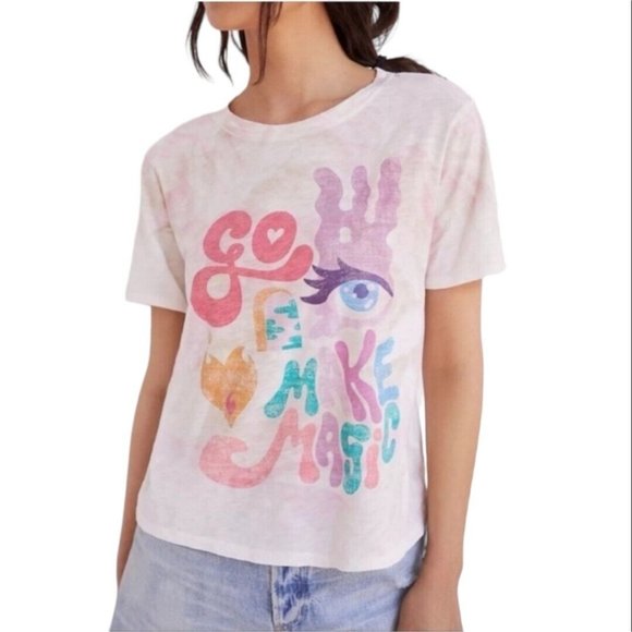 Anthropologie Tim Singleton Make Magic Graphic Tee Rainbow Graphic Shirt Size XS - Picture 5 of 5